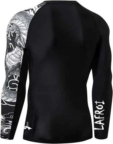 Vista 4 de Lafroi - Camiseta de licra, de compresión, para hombre, de manga larga, con protección UPF 50+, ajustada, modelo CLYYB