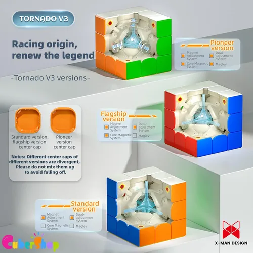 Vista 3 de CuberShop QY X Man Tornado V3 M UV Coated (Pioneer con MagLev), nuevo cubo magnético de velocidad 3x3, QY Tornado V3 Pioneer UV, 3x3x3 Cubo
