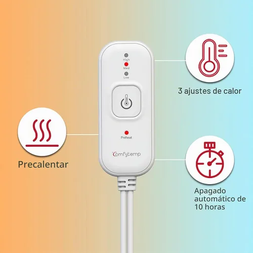 Vista 6 de Comfytemp Protector de colchón térmico tamaño mini individual 31 x 55 pulgadas, almohadillas de colchón eléctricas acolchadas de un solo controlador