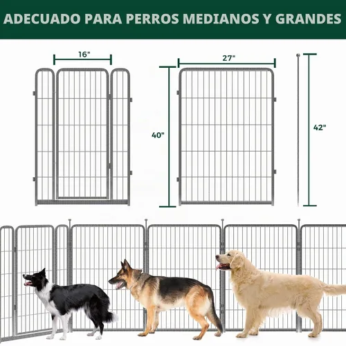 Vista 8 de FXW Aster - Corralito para perros diseñado para patio, 40 pulgadas, 16 paneles