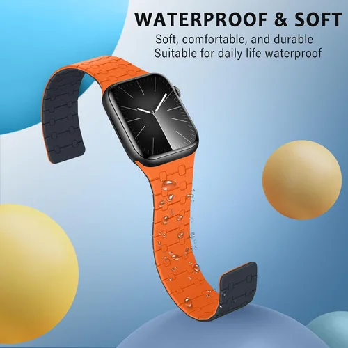 Vista 5 de Compatible con correa de Apple Watch de 49mm 46mm 45mm 44mm 42mm 41mm 40mm 38mm, correa de bucle magnético ajustable de silicona para iWatch Ultra