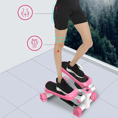 Vista 3 de YSUEFIJO Mini escalera portátil, equipo de fitness antideslizante, máquina de ejercicios aeróbicos para fitness, pantalla fácil de leer, bandas
