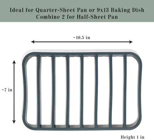 Vista 7 de The Silicone Kitchen Asador de silicona extra grande, apto para lavavajillas, sin BPA, no tóxico, 7 x 10.75 pulgadas, azul marino, paquete de 2