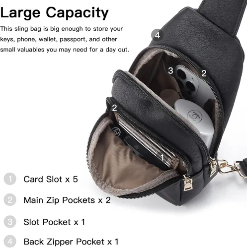 Vista 66 de Telena Riñonera pequeña para mujer, de cuero, cangureras, bolsa de pecho para mujer