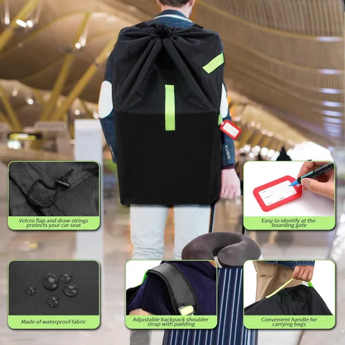 Vista 3 de Zihvfzu Bolsa de viaje impermeable para asiento de automóvil, adecuada para avión y viajes aéreos, diseño de mochila acolchada duradera, adecuada