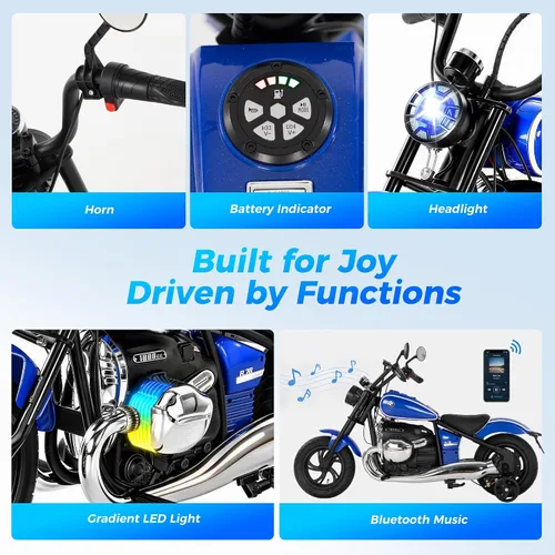 Vista 8 de Licensed BMW R18 Electric Motorcycle for Kids, Blue