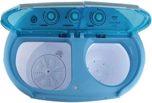 Vista 3 de Pyle Versión mejorada Pyle Lavadora portátil y secadora de centrifugador, mini lavadora, tinas gemelas, ciclo de centrifugado con manguera