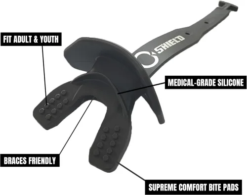 Vista 4 de O Shield Striker - Protector de labios de fútbol con correa permanente Correa permanente para aparejos de fútbol, dientes delanteros y cobertura