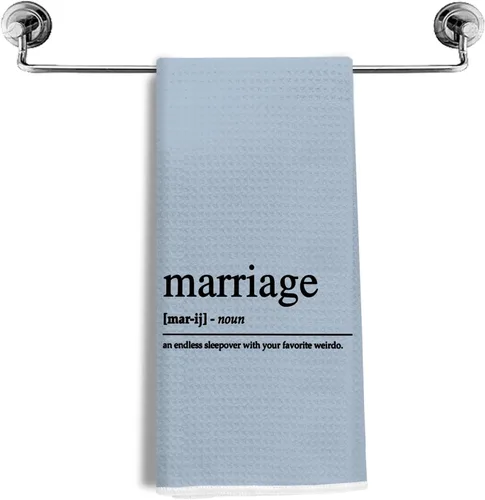Vista 13 de Regalos de boda para parejas, recién casados, regalos de matrimonio, toallas de cocina para matrimonio, toallas de tejido de gofre de definición