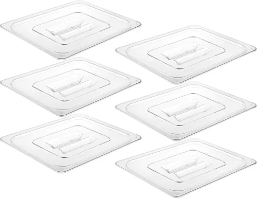 Vista 26 de CURTA Paquete de 6 bandejas de comida NSF, tamaño medio de 2 1/2 pulgadas de profundidad, plástico de policarbonato comercial transparente apto