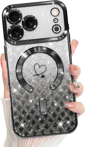 Vista 16 de Bonoma Compatible with iPhone 17 Pro Max Case 2025 Heart Checkered -Gold A cuadros-oro