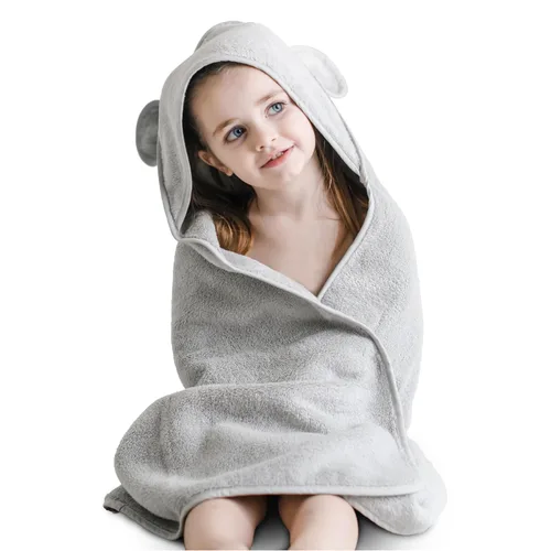 Vista 12 de Natemia Toalla de baño orgánica con capucha para bebé, algodón ultra suave al tacto, toalla de baño absorbente con capucha para recién nacidos