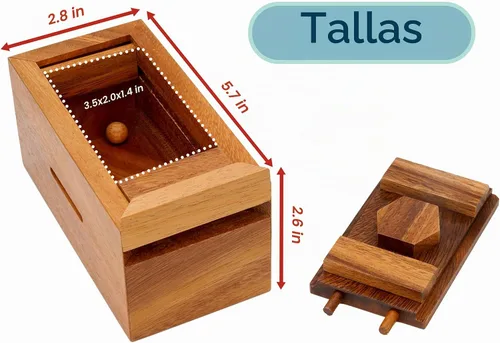 Vista 3 de BSIRI Canopic Chest Challenging Brain Teaser Rompecabezas de madera para la mente y uso como joyería de almacenamiento de dinero, rompecabezas 3D