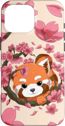 Vista 18 de Funda para iPhone 15 Pro Cute Red Panda y Sakura Cherry Blossom