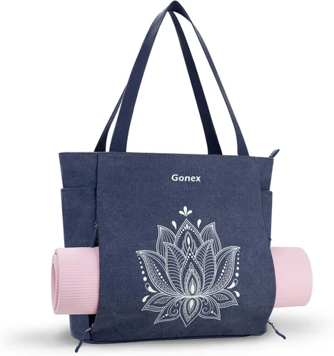 Vista 12 de Gonex Bolsa para Esterilla de Yoga, Bolsa Grande con Múltiples Bolsillos para Mujeres y Hombres, Portador de Esterilla de Lona, Cremallera Completa