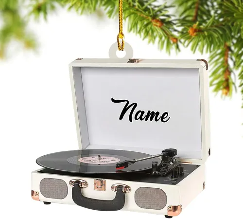 Vista 12 de Adorno de disco de vinilo personalizado para Navidad 2025, regalo para amantes de la música retro, recuerdo acrílico personalizado, decoración