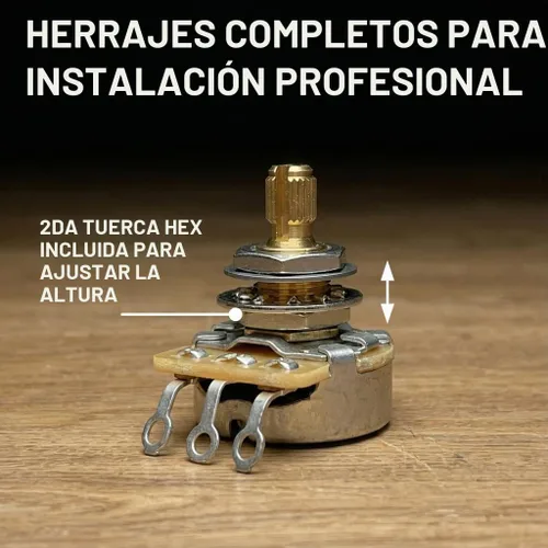 Vista 7 de Potenciómetro CTS 500k para guitarra - Eje dividido corto personalizado, cono de audio, 10% de tolerancia (4x)