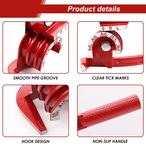 Vista 4 de Tnisesm Dobladora de tubos, herramientas manuales de flexión de tubos para 1/4 5/16 y 3/8 pulgadas de cobre de aluminio fino rojo