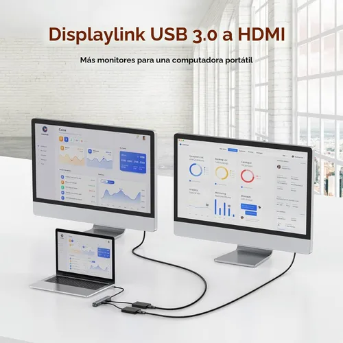 Vista 6 de CableCreation Adaptador USB 3.0 a HDMI con DisplayLink, adaptador de Negro