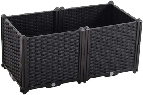 Vista 58 de BAOYOUNI - Juego de jardinera cuadrada para interiores o exteriores, maceta de plástico, caja de cultivo para verduras frescas, hierbas, flores