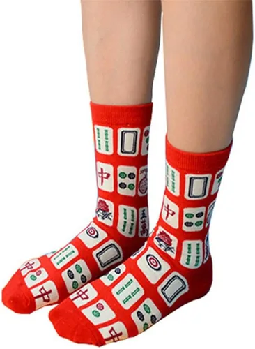 Vista 7 de Creative Mah Jong Print Novedosos Calcetines de algodón para hombres y mujeres