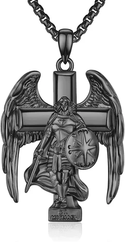 Vista 129 de 925 Sterling Silver Patron Saint Amulet Necklace for Men Women plateado