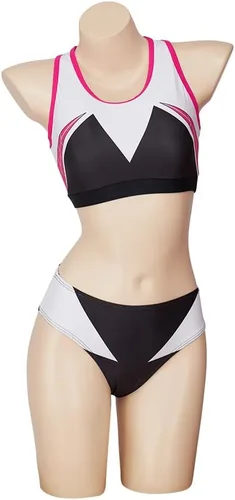 Vista 2 de Willyacos Traje de baño de Gwen para cosplay, traje de baño sexy de Gwen Stacy, bikini de dos piezas, traje de baño para adolescentes, mujeres