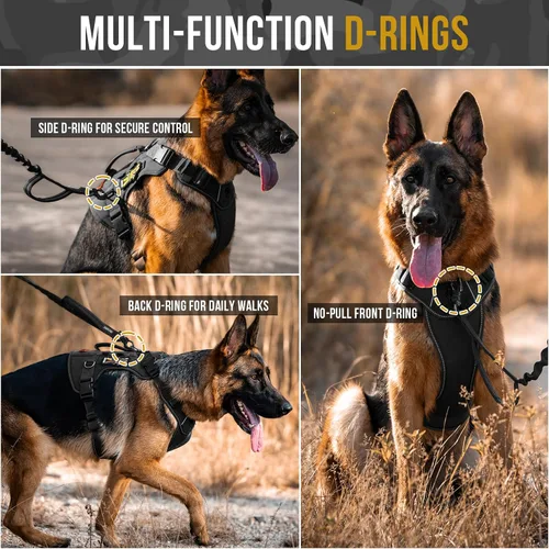 Vista 5 de OneTigris Arnés táctico sin tirones para perros pequeños, chaleco reflectante K9 de fácil control con paneles de gancho y bucle, arnés ajustable