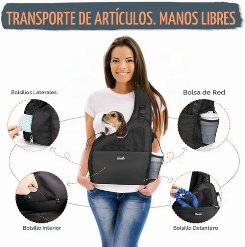 Vista 4 de Lukovee - Eslinga para mascotas, manos libres, papoose de fondo duro para cachorros y perros pequeños