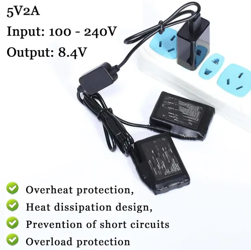 Vista 2 de Cargador de guante calentado de 8.4V para 7.4V SWB01 SWB03 2200 3000 3500mAh Li-polímero de carga de batería recargable para calcetines, chaquetas