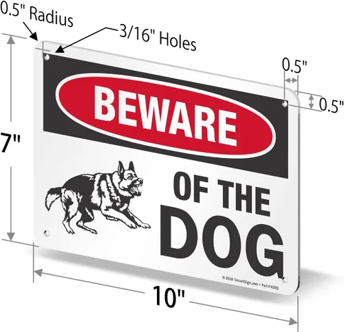 Vista 6 de SmartSign Letrero de metal con gráfico "Beware of The Dog" de 7 x 10 pulgadas, aluminio laminado a prueba de óxido, rojo, negro y blanco, fabricado