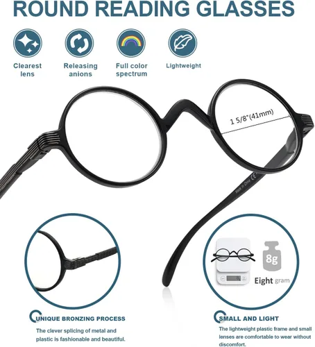 Vista 4 de BLUELESS Gafas redondas vintage Professor Readers (negro)
