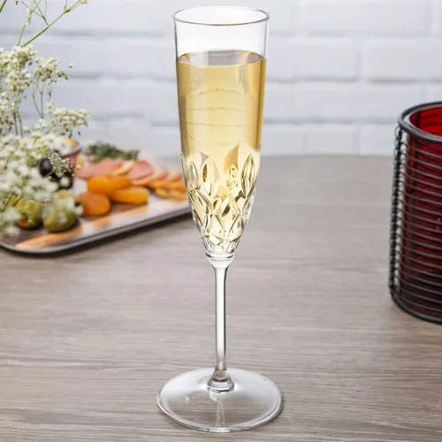 Vista 2 de XKXKKE Copas de Champán de Plástico, 8 Piezas Copas de Champán Irrompibles Reutilizables Elegantes de Cristal Transparente, 5 oz Copas de Acrílico