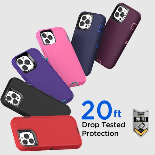 Vista 5 de AICase Funda para iPhone 13 Pro (6.1 pulgadas) con protector de pantalla de vidrio, protección contra caídas de alta resistencia, cuerpo completo, a