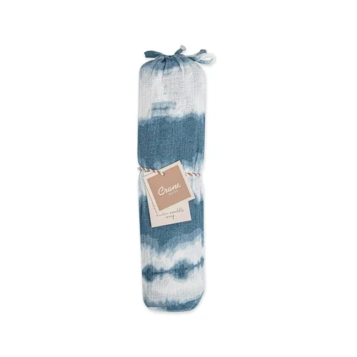 Vista 2 de Crane Baby Manta de muselina suave, envoltura suave para niños y niñas, teñido anudado azul, 47 x 47 pulgadas