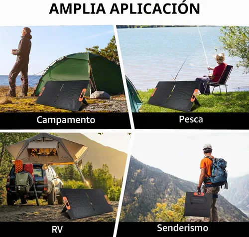 Vista 8 de Panel solar portátil de 100 W para generador de estación de energía, cargador de panel solar plegable de 100 vatios con salida MC4, conector de CC 3