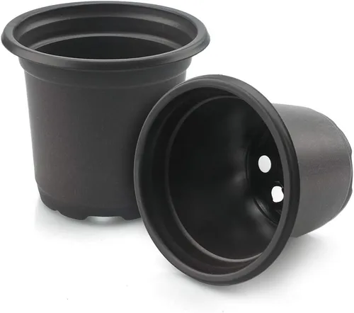 Vista 5 de KINGLAKE 100 piezas de macetas de plástico de 10 cm para plantas negras