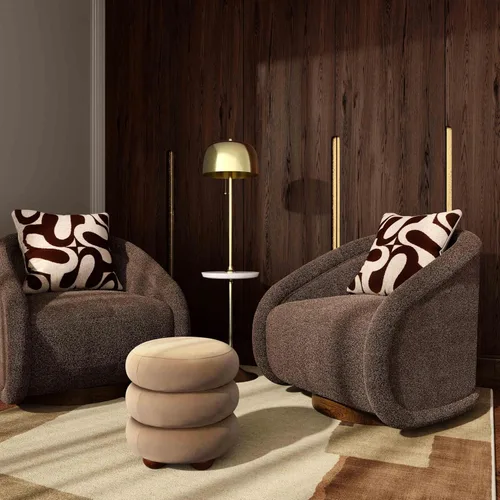 Vista 2 de TOV Furniture Rory - Silla giratoria Boucle marrón chocolate