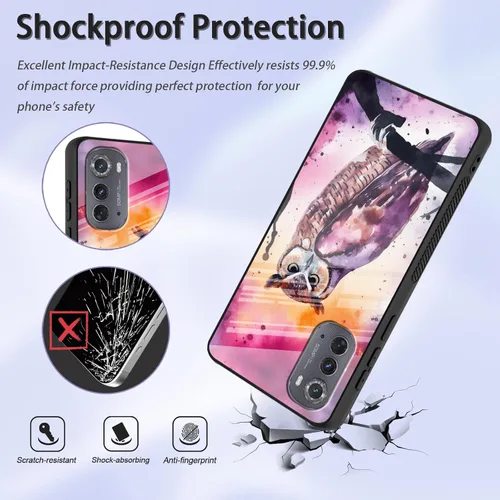 Vista 281 de Funda para Motorola Moto Edge 2022, cubierta trasera de vidrio templado con protector de pantalla, funda protectora a prueba de golpes para Motorola