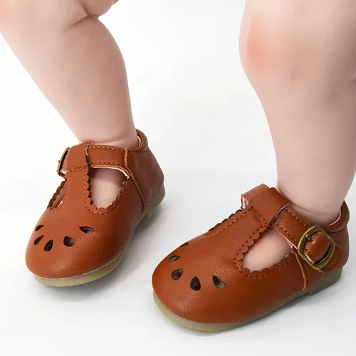 Vista 2 de E-FAK Zapatos Mary Jane planos con lazo antideslizante para niñas pequeñas, zapatos de vestir para primeros pasos, zapatos de boda de princesa