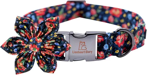 Vista 69 de Collar de perro Lionheart Glory, collar de perro rosa con flor, lindo collar para mascotas con patrón floral ajustable para perros pequeños Rosado