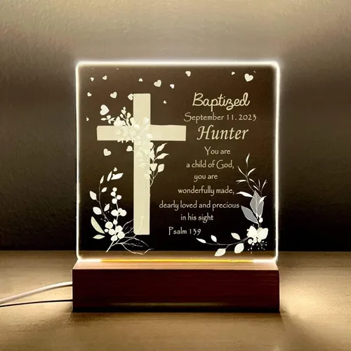 Vista 8 de Luz nocturna personalizada para niños, regalos de bautismo religioso, regalos de bautizo, regalo de dedicación, luz nocturna para guardería, luz