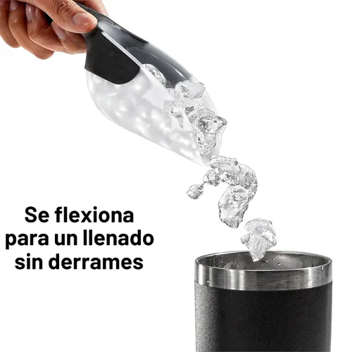 Vista 3 de OXO Good Grips, cuchara, color blanco translúcido, Blanco translúcido Cuchara flexible para harina, comida para mascotas, hielo, capacidad de 1