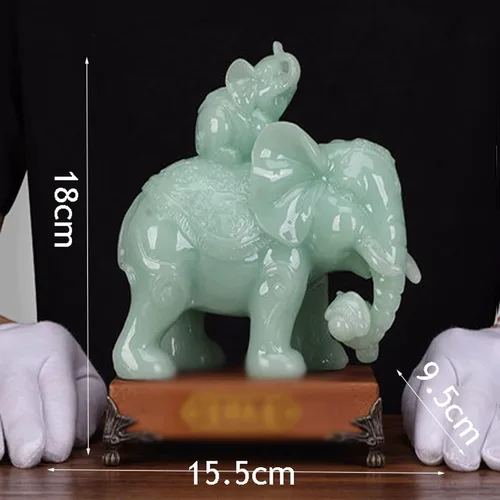 Vista 2 de Estatua de elefante de la Fortuna, decoración de escritorio de piedra de jade, decoración del hogar, decoración de oficina, estatua de la suerte