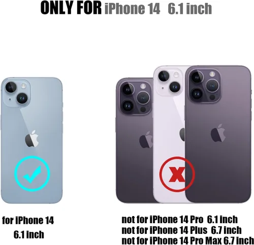 Vista 23 de Nvollnoe - Funda para iPhone 14 con tarjetero [tienda de 5 tarjetas] Negro - Almacenamiento más grande