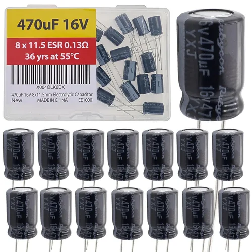 Vista 31 de 100uF 50V 8X11.5mm Rubycon Electrolytic Capacitor Low ESR 0.17Ω Long Life 36yrs at 55 Degree C mfd mircofarad Micro Farad C Radial Lead Aluminum