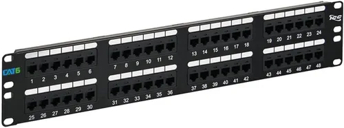 Vista 20 de ICC Panel de conexiones CAT5e, listado UL y aplicaciones Gigabit con clasificación PoE++, panel de conexión de red de 24 puertos 1U de 19 pulgadas