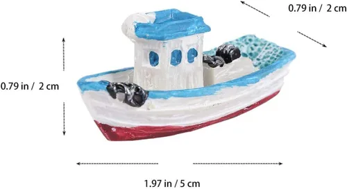 Vista 2 de Taotenish Paquete de 5 adornos náuticos de resina, botes en miniatura, mediterráneo, jardín de hadas, decoración en miniatura para accesorios