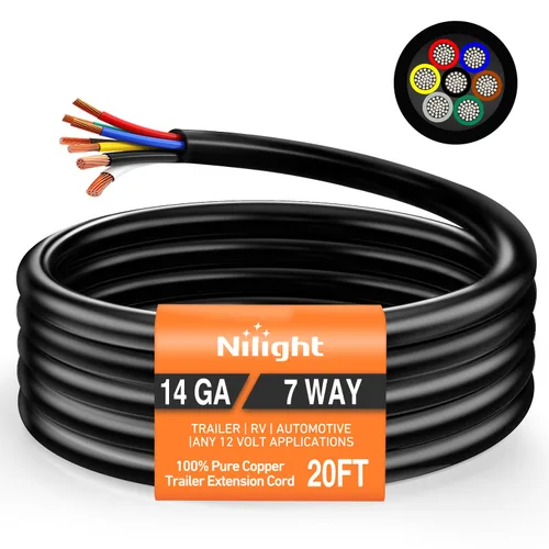 Vista 10 de Nilight - 50048R Caja de Conexiones Eléctrica de 7 Vías para Remolque, Conector de Cable para Remolque de 7 Terminales, Caja de Conexiones
