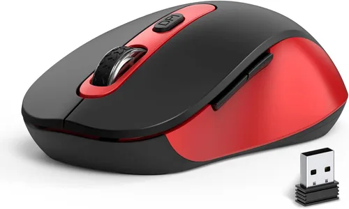 Vista 13 de Mouse inalámbrico para laptop, PC, Chromebook, Mac, MacBook, mouse inalámbrico silencioso con receptor USB nano, botón lateral, 2400 DPI, rodillo